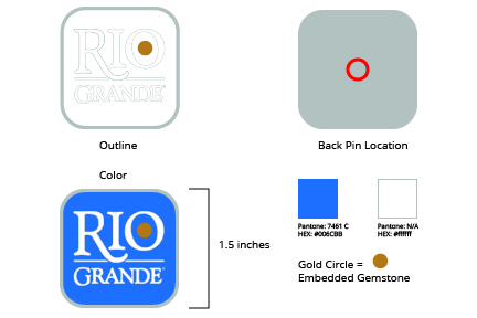 Pin Template, Rio logo with Diamond