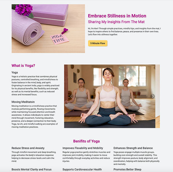 Yoga Blog Landing Page