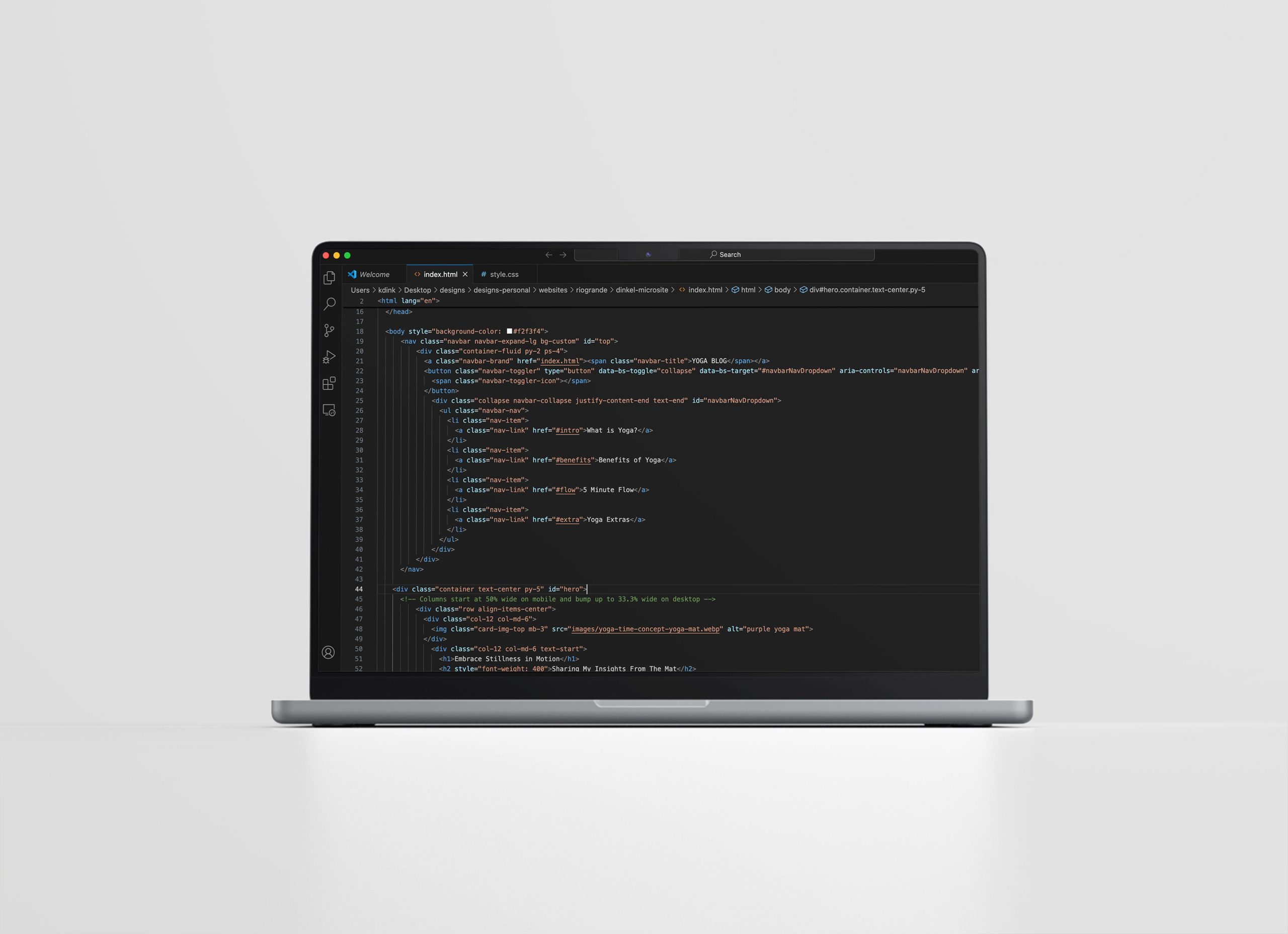 Yoga Blog HTML Code